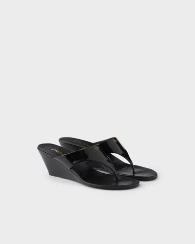 Prada Wedge Flip-flops In Black