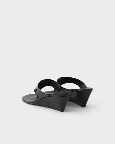 Prada Wedge Flip-flops In Black