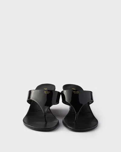 Prada Wedge Flip-flops In Black