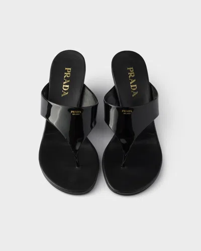 Prada Wedge Flip-flops In Black