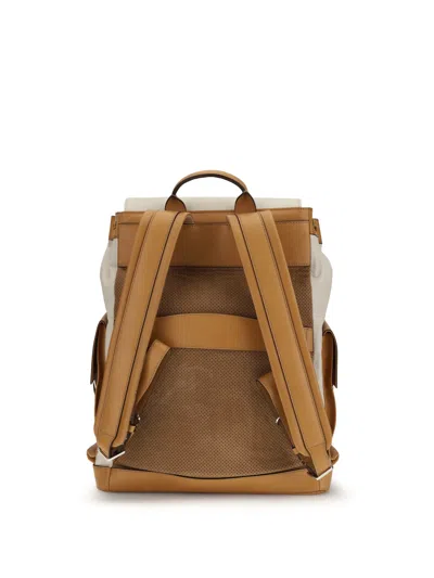 Brunello Cucinelli City Backpack In Grained Calfskin And Cowhide Leather In Purple