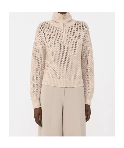 Max Mara Tequila Cropped Pullover Textured Knit Ribbed In Neutral