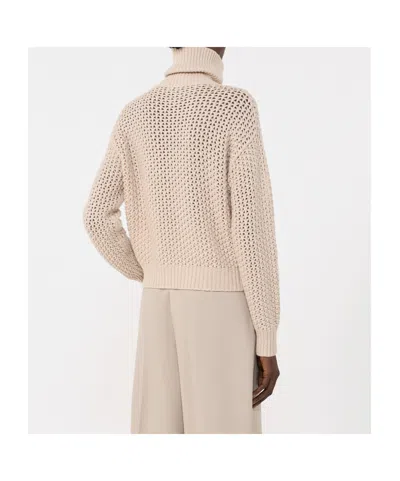 Max Mara Tequila Cropped Pullover Textured Knit Ribbed In Neutral