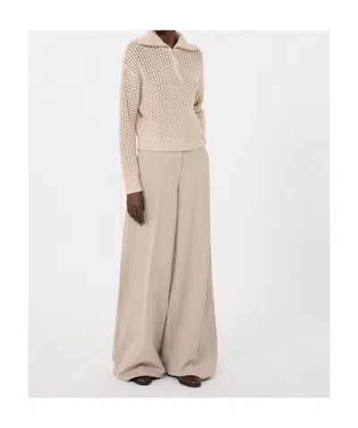 Max Mara Tequila Cropped Pullover Textured Knit Ribbed In Neutral