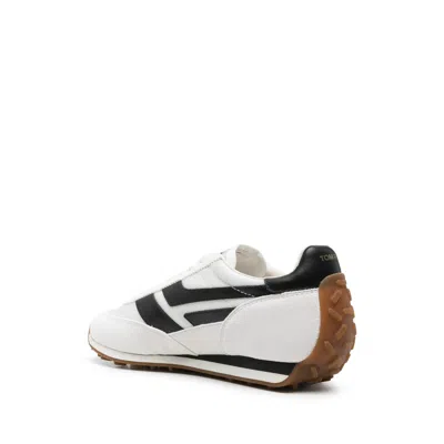Tom Ford Low-profile White Sneakers With Black Leather Accents In White