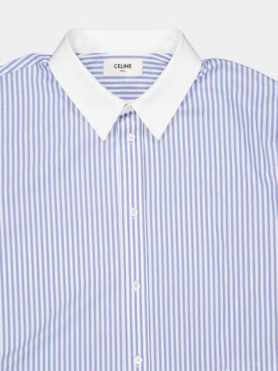 Celine Shirt Button Down Collar Striped Pattern In Blue