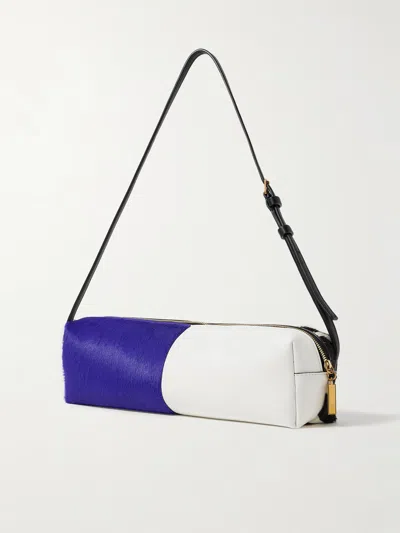 Khaite Kye Zebra-print Calf Hair And Leather Shoulder Bag In Black
