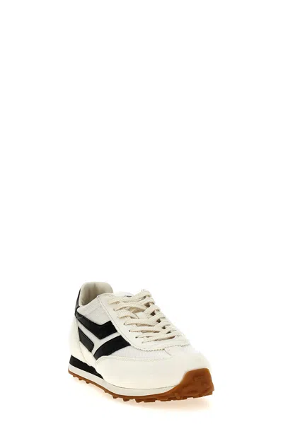 Tom Ford Low-profile White Sneakers With Black Leather Accents In White