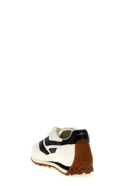 Tom Ford Low-profile White Sneakers With Black Leather Accents In White