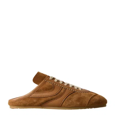 Dries Van Noten Suede Mules Rubber Sole Stitch Detailing In Brown