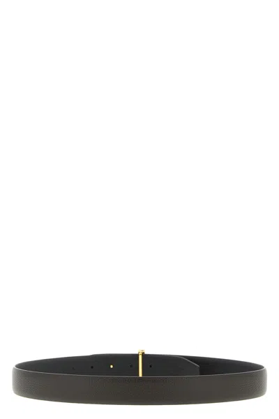 Tom Ford Dark Brown Hammered Reversible Textured Belt In Black