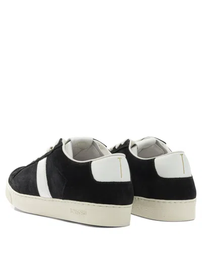 Tom Ford Blake Sneakers Suede Upper Contrast Stripe Rubber Sole In Black