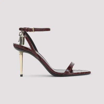 Tom Ford Padlock 90 Python Print Leather Sandals In Brown