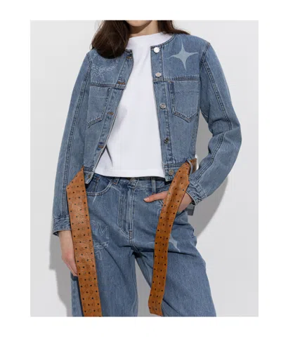Mcm Blue Denim Jacket In Blue