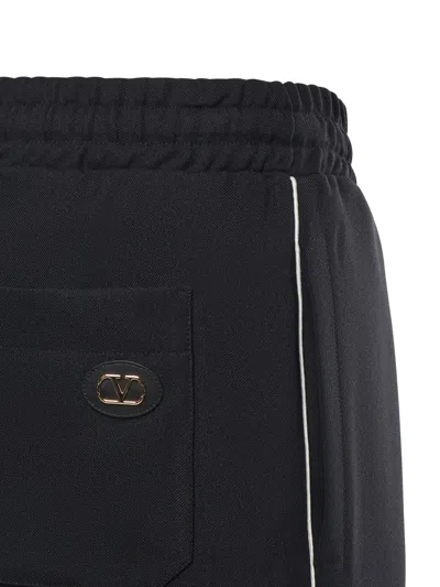 Valentino Logo Patch Drawstring Shorts In Black