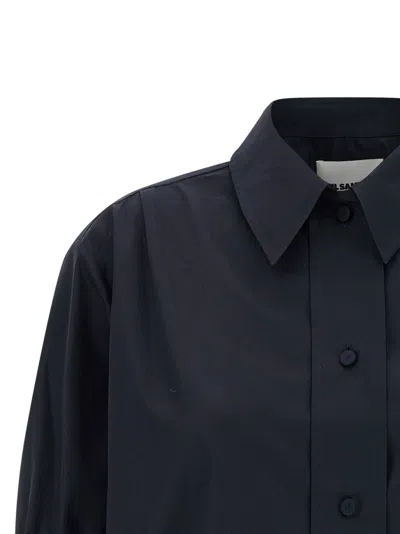 Jil Sander Cotton Shirt Short Sleeves Collared Cuffed In Black