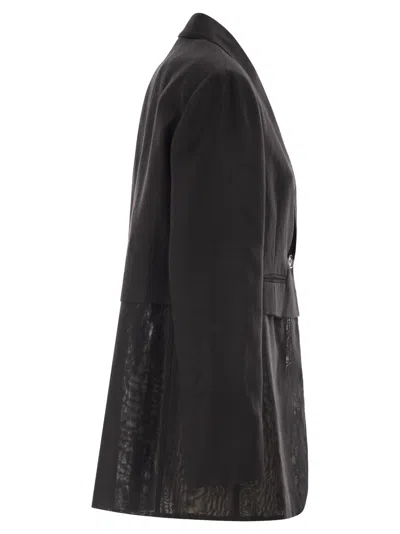 Brunello Cucinelli Transparent-insert Single-breasted Blazer In Black