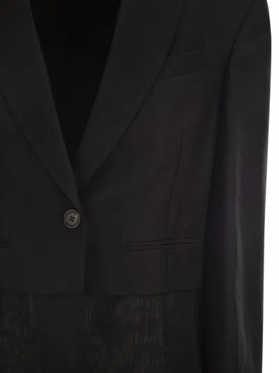 Brunello Cucinelli Transparent-insert Single-breasted Blazer In Black