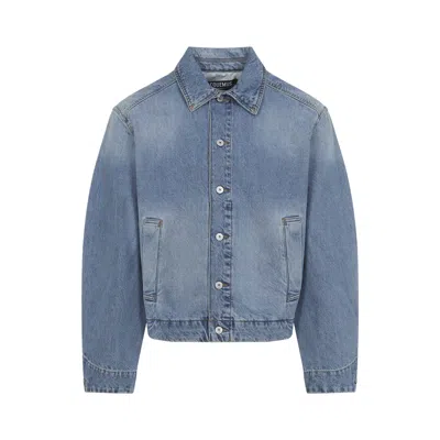 Jacquemus Denim Mirada Jacket Collared Front Pockets In Blue