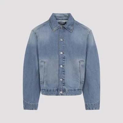 Jacquemus Denim Mirada Jacket Collared Front Pockets In Blue