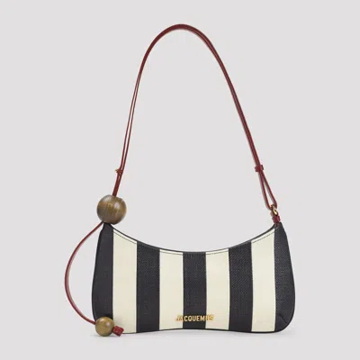 Jacquemus Le Bisou Perle Stripe Woven Raffia Shoulder Bag In Multi