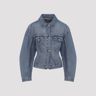 Jacquemus Classic Cotton Denim Jacket With Tailored Hem And Chest Pockets In Blue