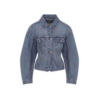 Jacquemus Classic Cotton Denim Jacket With Tailored Hem And Chest Pockets In Blue