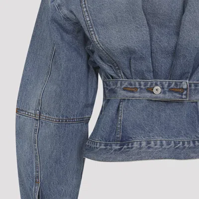 Jacquemus Classic Cotton Denim Jacket With Tailored Hem And Chest Pockets In Blue