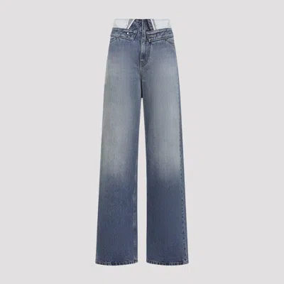 Mm6 Maison Margiela Wide Leg Five Pocket Trousers Waistband In Blue