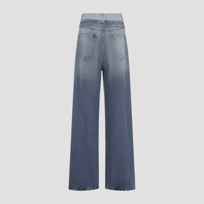 Mm6 Maison Margiela Wide Leg Five Pocket Trousers Waistband In Blue