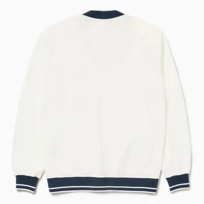 1989 Studio V Neck Brushed Cotton Sweatshirt With Contrasting Details In White