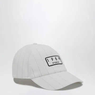 1989 Studio Logo Patch Striped Baseball Cap In Gray