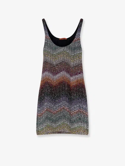 Missoni Zigzag Metallic Sequin Caperdoni Knit Minidress In Multi