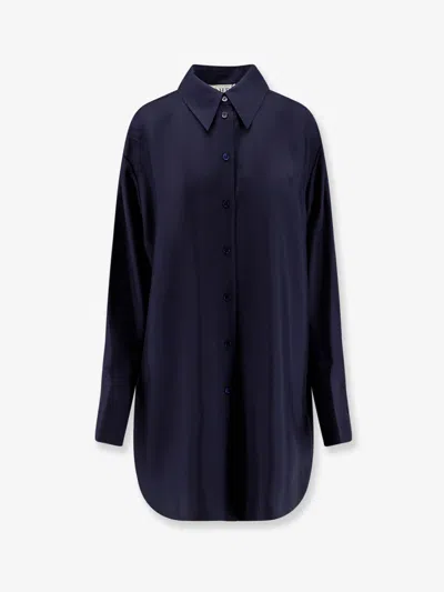 Rohe Oversized Silk Satin Shirt In Blue