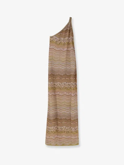 Missoni One-shoulder Sequin-embellished Striped Metallic Crochet-knit Maxi Dress In Multi