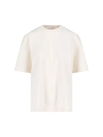 Golden Goose White Crewneck Rhinestoned T-shirt With Print On The Rear In Cotton Woman In White