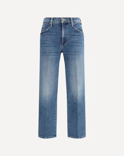 Mother Jeans The Rerun Zip Sneak With Belt Loops And Logo Embroidery On The Back In Blue Denim For Women