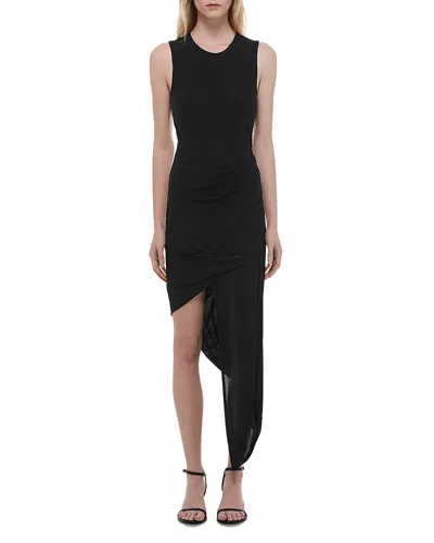 Helmut Lang Twist Drape Asymmetric Hem Dress In Multi