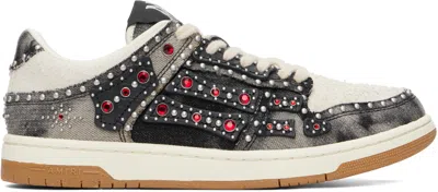 Amiri Skel Top Black Sneaker With Beads And Crystals Application And Logo On The Heel In Fabric And Cotton In Black