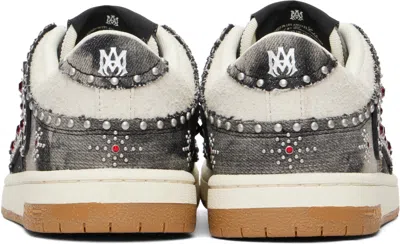 Amiri Skel Top Black Sneaker With Beads And Crystals Application And Logo On The Heel In Fabric And Cotton In Black
