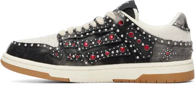 Amiri Skel Top Black Sneaker With Beads And Crystals Application And Logo On The Heel In Fabric And Cotton In Black