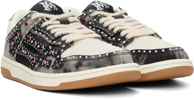 Amiri Skel Top Black Sneaker With Beads And Crystals Application And Logo On The Heel In Fabric And Cotton In Black