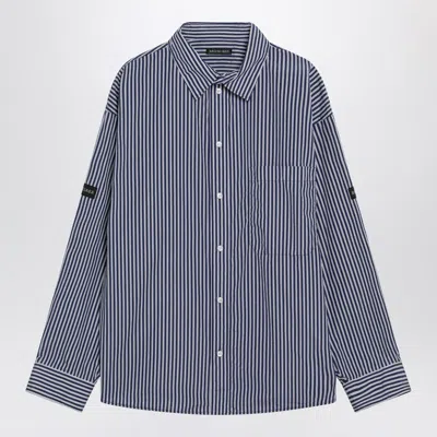 Balenciaga Poplin Shirt Striped Long Sleeves Pocket In Blue