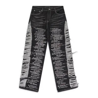 Who Decides War Ultra Flare Scripture Distressed Jeans In Black