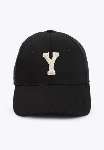 Saint Laurent Y Patch Baseball Cap In Black