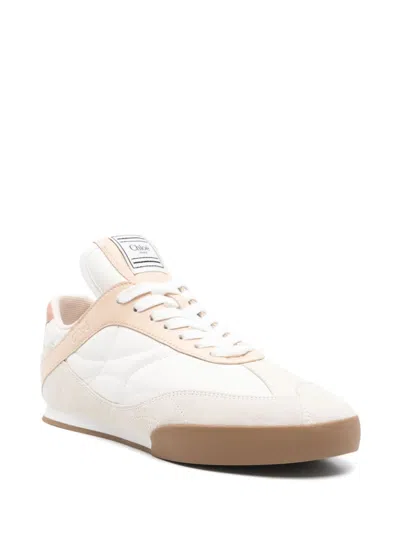 Chloé Women Kick Leather Sneakers In Neutral
