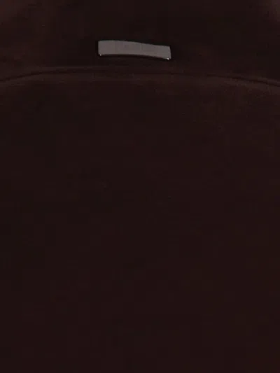 Herno Suede-texture Brown Casual Jacket With High Collar In Brown