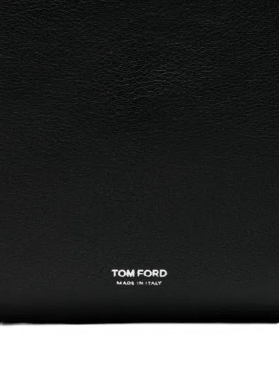 Tom Ford Grain Leather Messenger Bag Adjustable Strap In Black