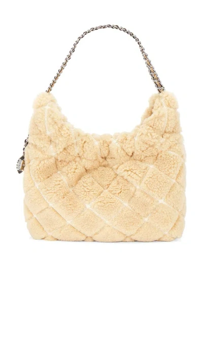 Tory Burch Fleming Shearling Mini Hobo Bag In Gold