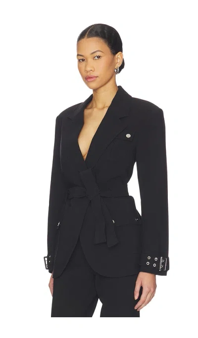 Ganni Future Twill Suitng Blazer In Black